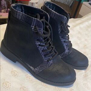 Plaid Black Ankle Boots